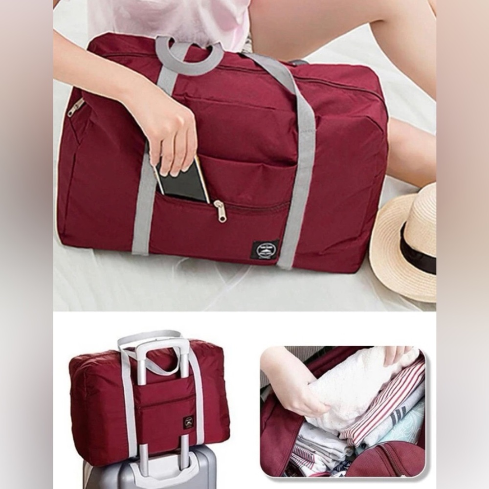 ✨3for$38  New Large & Lightweight Burgundy Foldable Compact Travel Bag